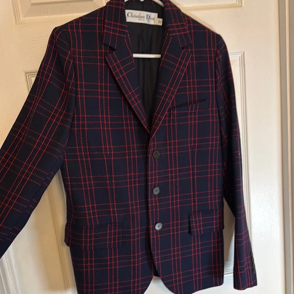 Dior Blue and Red Plaid Blazer Classic Suit Jacket